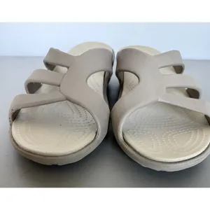 Crocs Sanrah Strappy Wedge Slide Sandals Womens Size 9‎ Taupe Comfort Casual thumbnail 6