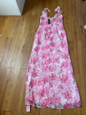 Pretty Little Thing floral tie front frill maxi dress thumbnail 15