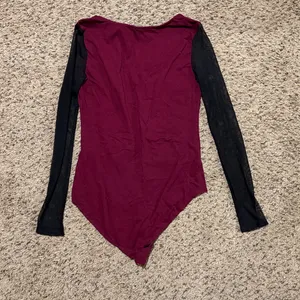 Charlotte Russe Maroon/ Burgundy and Black Lace Bodysuit Size Small thumbnail 2