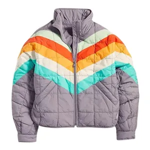 Free People Pipa Stripe Quilted Packable Puffer Jacket Size Large thumbnail 1