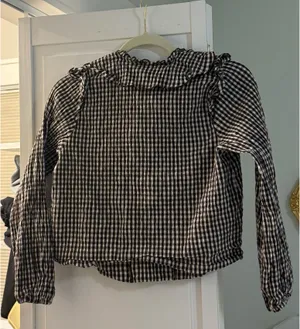 Zara Brown Gingham Ruffle Blouse thumbnail 4