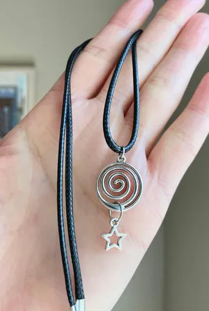 Handmade spiral swirl uzumaki & star funky boho grunge style unique necklace🌀🌼 thumbnail 3
