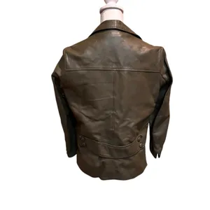 Vintage Women's Green Leather Jacket Button‎ Front Zip thumbnail 2