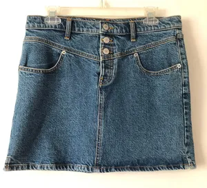 Lucky Brand Denim Mid Rise Button Fly Mini Skirt thumbnail 1
