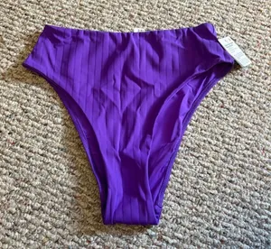 NWT Lululemon Ribbed High-Waist Skimpy-Fit Swim Bottom Atomic Purple- Size 8 thumbnail 1