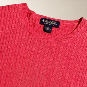 Brooks Brothers S Red Cashmere Silk Blend Cable Knit Short Sleeve Sweater Preppy thumbnail 5
