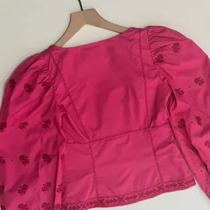 Aritzia WILFRED Palo Santo Blouse La Boheme Electron Fuchsia Embroidered XXS thumbnail 8