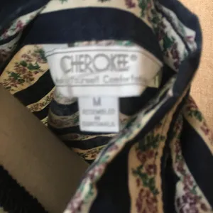 Cherokee Vintage 90s Western Style Floral Stripe Button Up Shirt Blue Purple M thumbnail 3