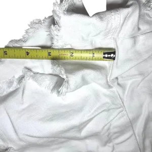 Aerie Pull On Elastic Waist Distressed Cut Off White Denim Shorts Medium 3 Inch thumbnail 6