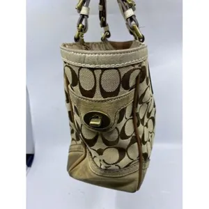 Coach Shoulder Bag Medium Msrp Beige Brown Jacquar thumbnail 2