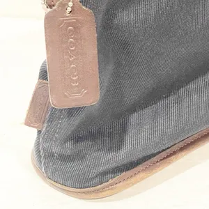 Vintage Coach E9d-6136 Black Canvas / Brown Leather Trim Purse Handbag‎ thumbnail 4