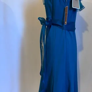 NWT Nue by Shani Blue Flutter Sleeve‎ Midi Sundress formal cocktail dress thumbnail 9