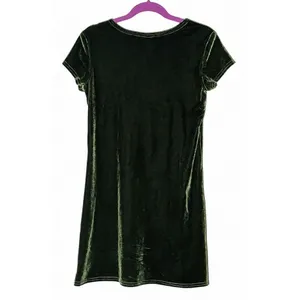 Jonathan Martin Dress Juniors 9 Green Velvet Mini Shift VTG 90s Grunge USA Glam thumbnail 2