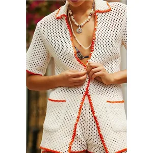 Free People Cabana Fauxchet Cardigan Top XS Ivory Boho Crochet Beach Coverup thumbnail 2
