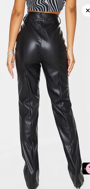 Pretty Little Thing Asymmetrical Waist Leather Pants thumbnail 6