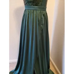 Evening Dress Formal Party Prom Gown Green Sequins Size XS thumbnail 5