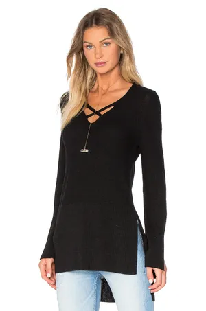 Free People Black Long Sleeve Crisscross Tunic Sweater—Xsm thumbnail 10