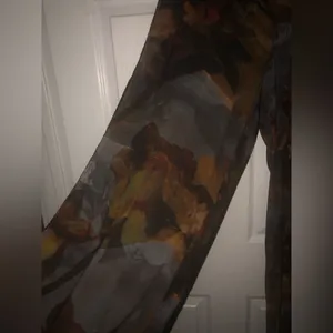 High waist wide leg flowy floral see through pants retro thumbnail 4