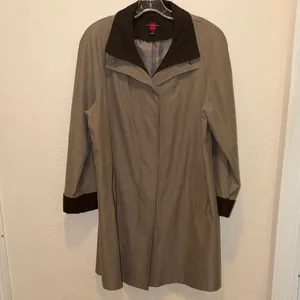 Gallery Vintage unisex Long Tan Jacket Trench Coat cottagecore granny grandpa thumbnail 2