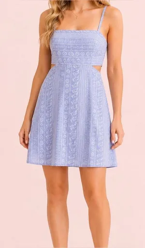 NEW Altar’d State Blue Mini Dress Size Medium NWT thumbnail 1