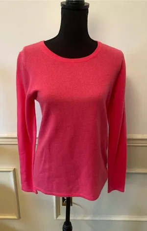 Preswick & Moore Hot Pink 100% Cashmere Crewneck Long Sleeve Sweater NWT thumbnail 1