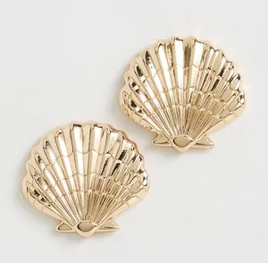 NWT $38 Anthropologie x BaubleBar Marina Gold Seashell Earrings .75” Length thumbnail 1