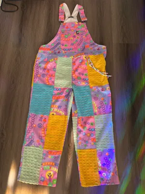 Iheartraves pastel color KANDI Trip overalls with chain thumbnail 3