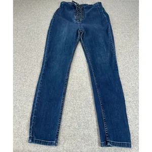Free People Size 10 Womens Pants Jeans Blue‎ Tie High Waist Hippie Boho Denim thumbnail 3