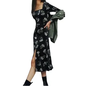 Anthropologie Hutch Stretch Velvet Floral MIDI Dress Size XS thumbnail 2