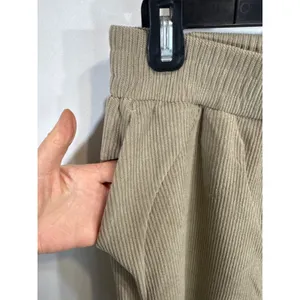 Halara Corduroy Wide Leg Pants Tan Elastic Waist‎ Casual Women's Medium NWT thumbnail 4