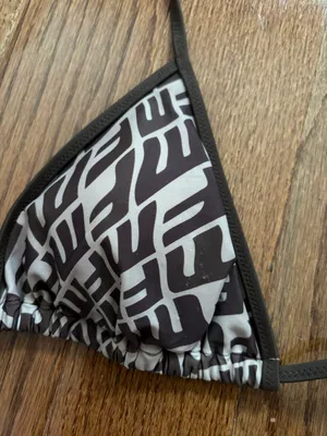 White fox Beach Club Chocolate Monogram Print bikini top thumbnail 3
