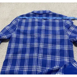 BB Dakota Steve Madden Women's Blue White Plaid Long Blazer Jacket Collared S thumbnail 4