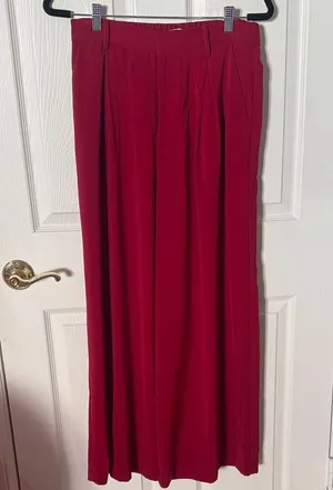 Elegant Red Wide-Leg Pants stretch waist size medium thumbnail 1