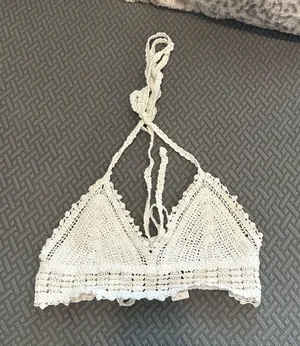 Julia white crochet bralette top thumbnail 1