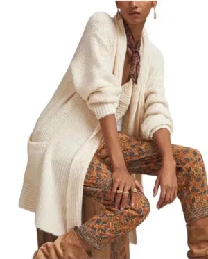 Anthropologie Pilcro Eyelash Open Longline Cardigan Chunky Knit Sweater Size medium thumbnail 1