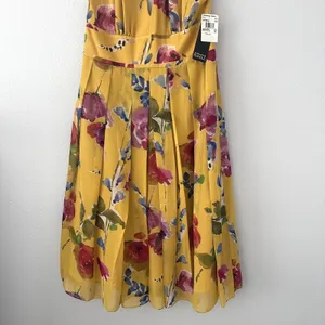 Adrianna Papell Size-10 Women's Midi Dress Halter‎ Yellow Floral Silk $160 thumbnail 8