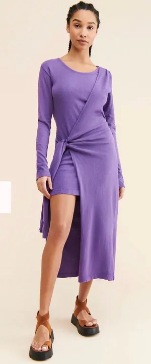 Free People Molly Purple Side Tie Boho Dress Size Medium thumbnail 1