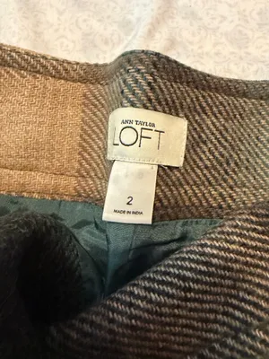 ann Taylor loft wool blend plaid green skirt thumbnail 5