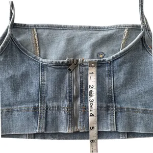 Banjara Floral Embroidered Denim Crop Top Sleeveless Blue Size‎ L Festwear Boho thumbnail 4