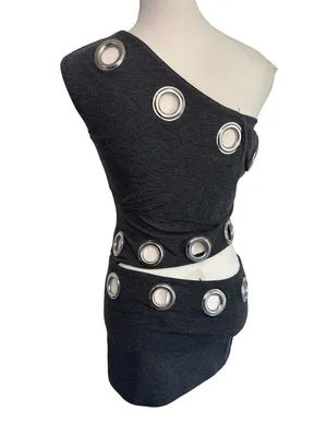 Jaded London Asymmetric Eyelet Dress in Dark Grey 2 New Womens mini thumbnail 7