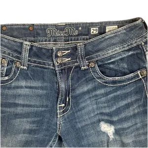 Miss Me Womens Straight‎ Leg Embellished Rhinestone Denim Distressed Jeans Sz 29 thumbnail 7