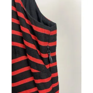 J. Crew Red Black Sleeveless Derby Striped Linen‎ Blend Cocktail Dress Size 0 thumbnail 3