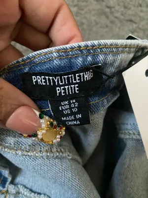 Pretty Little Thing -Denim Strapless Corset Top - Light Blue size 10 petite thumbnail 5