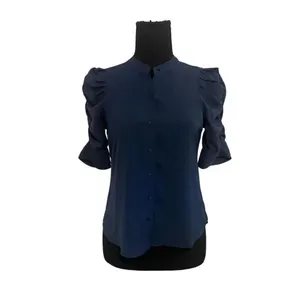 ✨Abercrombie & Fitch Ruched Sleeve Sz Small Blue Top✨ thumbnail 2