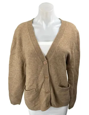 Aritzia Wilfred Brown V Neck Pocket Button Down Cardigan Sweater Top Size M thumbnail 1