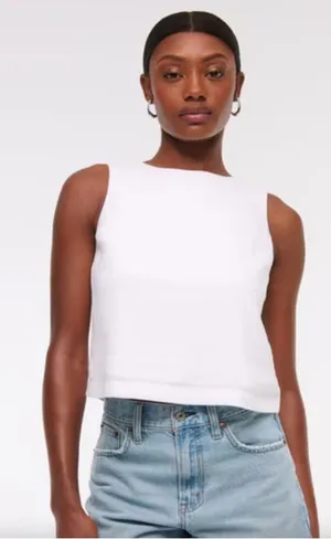 Abercrombie & Fitch White Linen Shell XL NEW thumbnail 1
