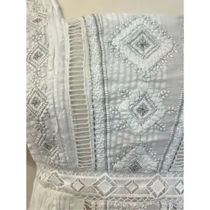 Anthropologie Alene Embroidered Lace Midi Dress White XS/O thumbnail 6