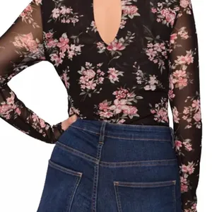 Derek Heart floral sheer thong bodysuit size small thumbnail 5