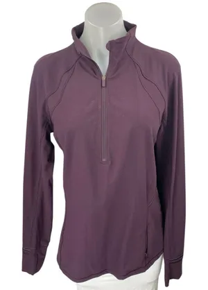 Lululemon Women's Purple Long Sleeve Quarter Zip Workout Athletic Top Size 10 thumbnail 1