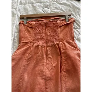 NWT Abercrombie & Fitch Strapless Linen-Blend Midi Dress in Coral, Size S thumbnail 5